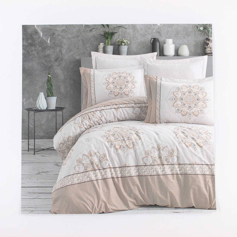 FİESTA ÇİFT KİŞİLİK NEVRESİM TAKIMI/4 PARÇA/220X220/FÇKNT-2-BEJ - 1