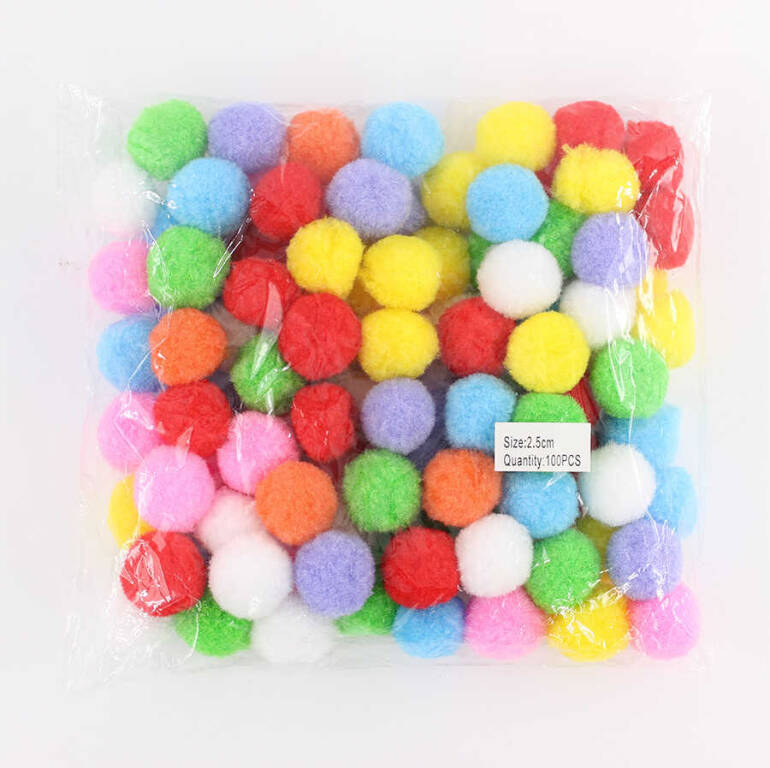 Renkli Ponpon 2,5cm-100 Ad. - 2