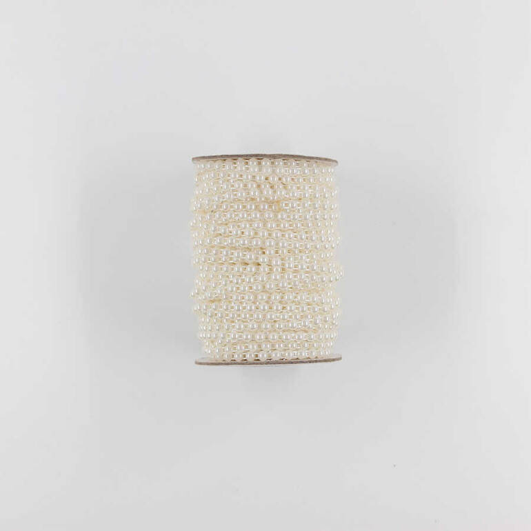 Sıralı Şerit Yarım İnci-3mm/22m-Krem - 1