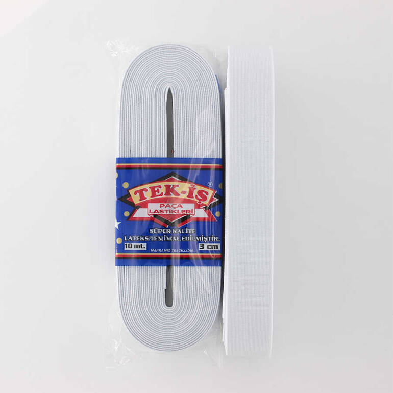 Tek-iş Paça Lastikleri 3cm.10m. Beyaz - 1
